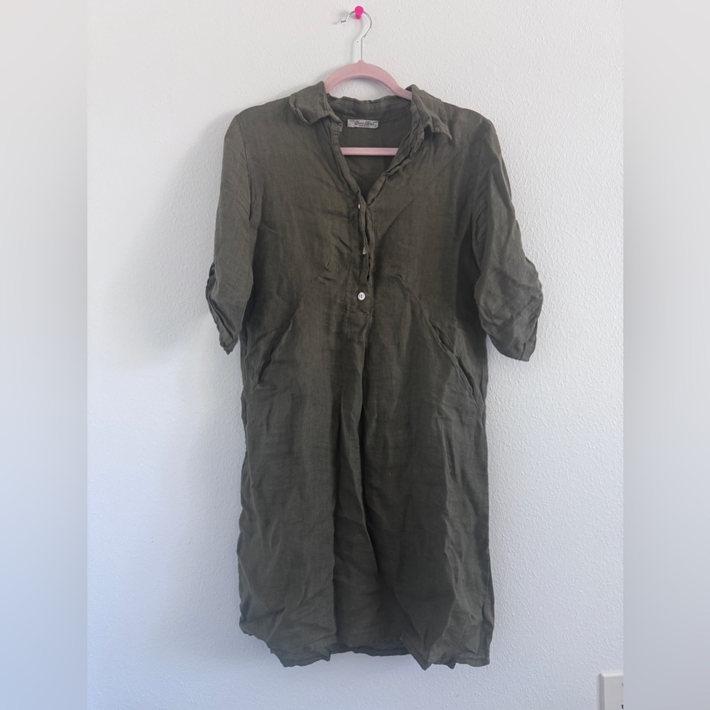 Elena Baldi Olive Green Midi Dress size S